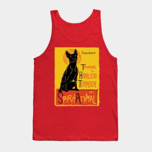 Funny American Hairless Terrier Cute Dog Chat Noir Mashup Art Tank Top